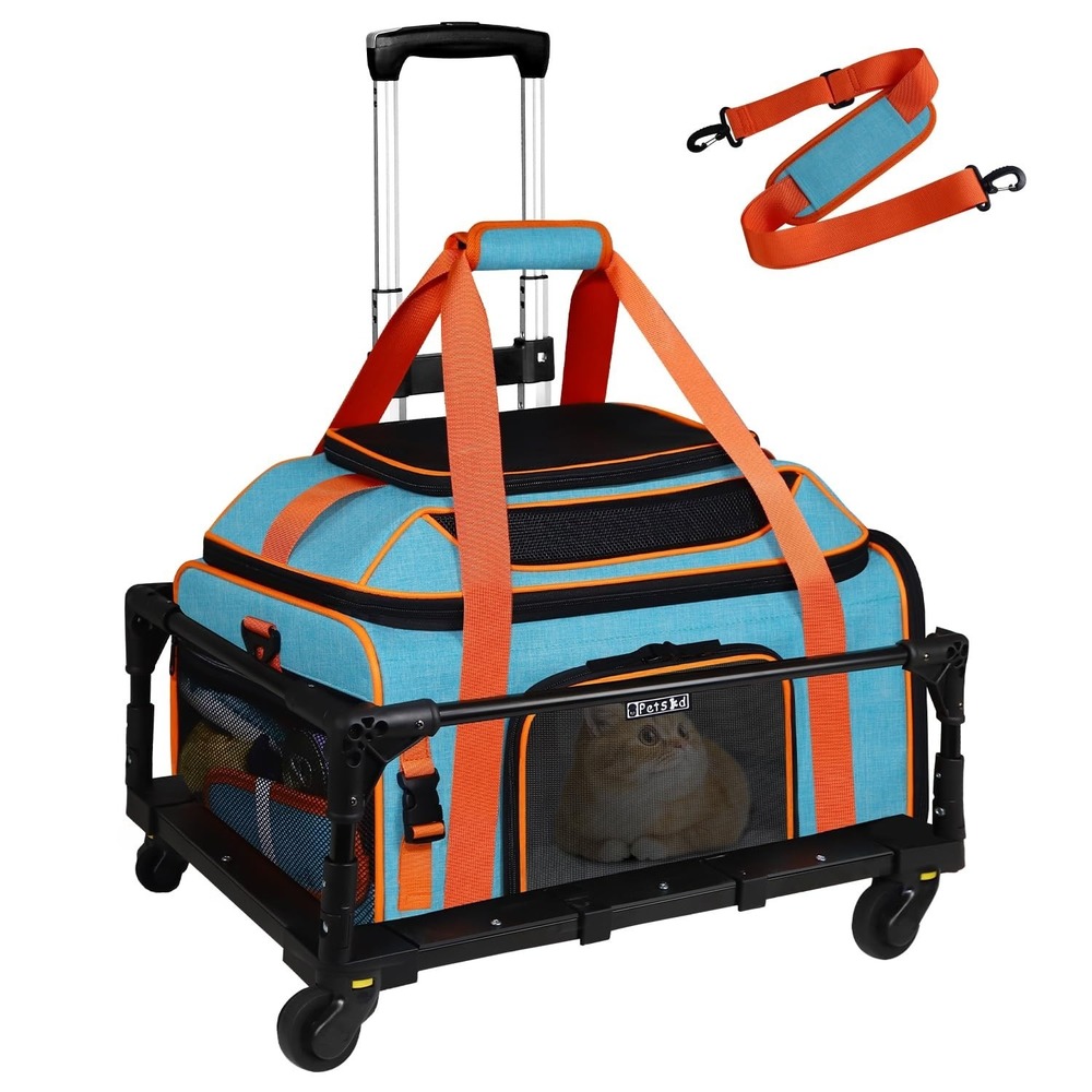 Petskd Rolling Pet Carrier 19x13x9 Expandable Airline Approved Small Dog Cat